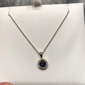 Effy Royale Bleu Sapphire and Diamond Pendant 14k white gold
